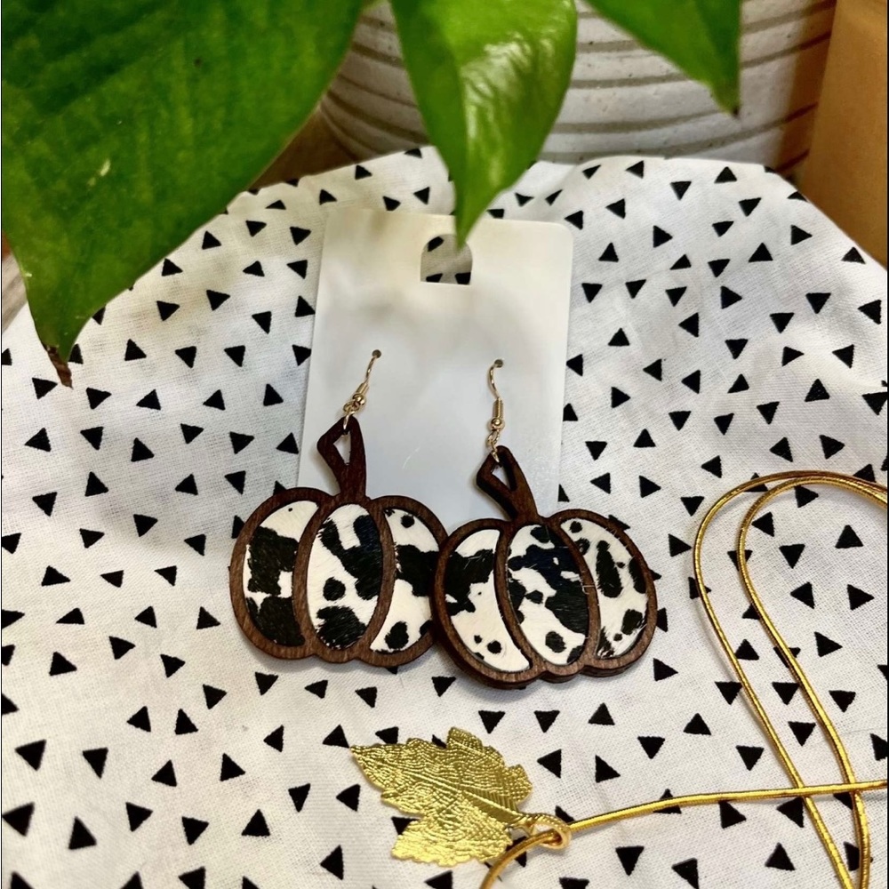 Pumpkin Cow print Earrings